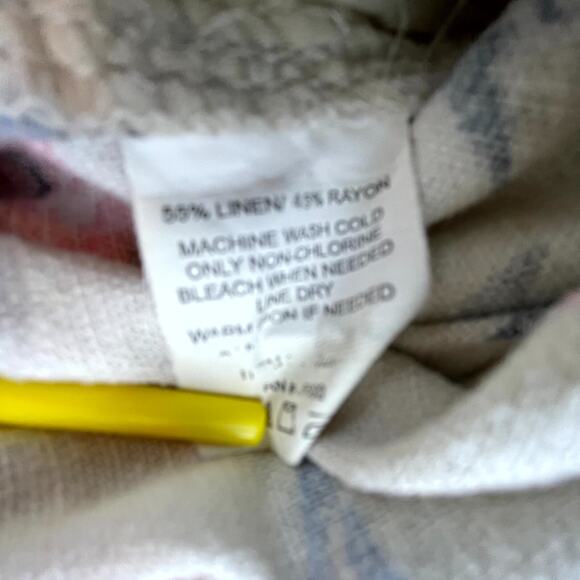 Briggs New York Pants Womens Small Beige Tropical Linen Blend Wide Leg Pull On - Picture 9 of 9